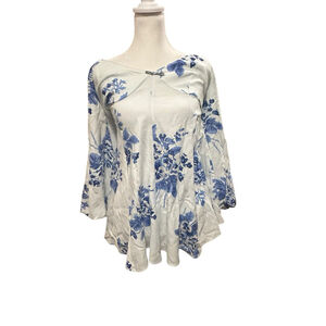 Free People Size Small Francesca Boho‎ Mini Dress Floral Long Sleeve V-Neck